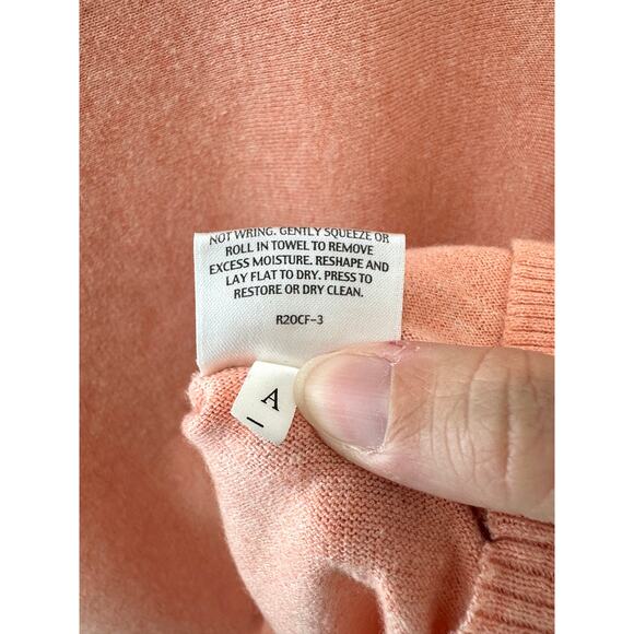 EILEEN FISHER | Organic Cotton Cashmere Boatneck Sweater Peach | Size XL - Picture 7 of 7